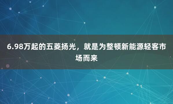 6.98万起的五菱扬光,就是为整顿新能源轻客市场而来